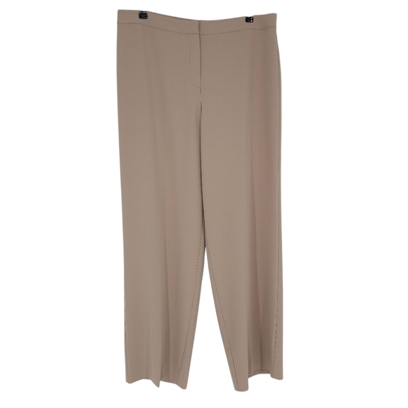 ST JOHN Straight Leg Dress Pants Beige High Rise Flat Front Career Pant 14 - Picture 1 of 3